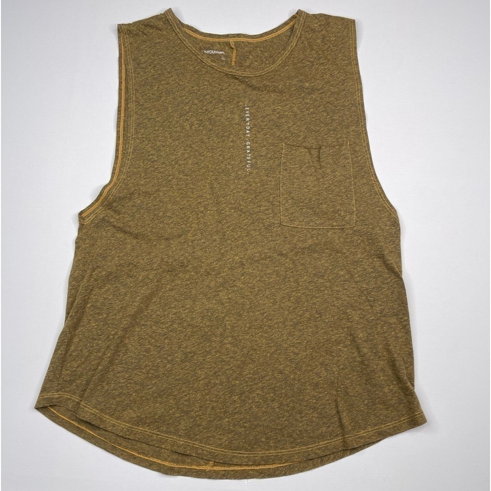 good hYOUman Tank Top Yellow Grey Stretchy Comfy Summer Beach Vacation Athletic